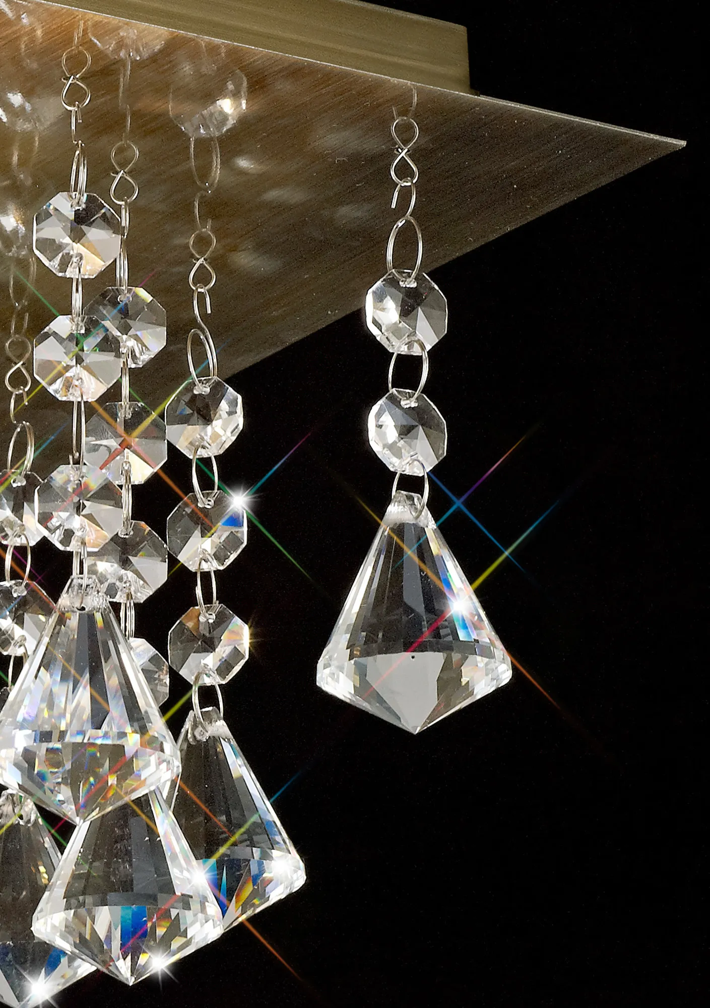 Acton Crystal Square Flush Ceiling 5 Light Antique Brass D0190  Deco Acton